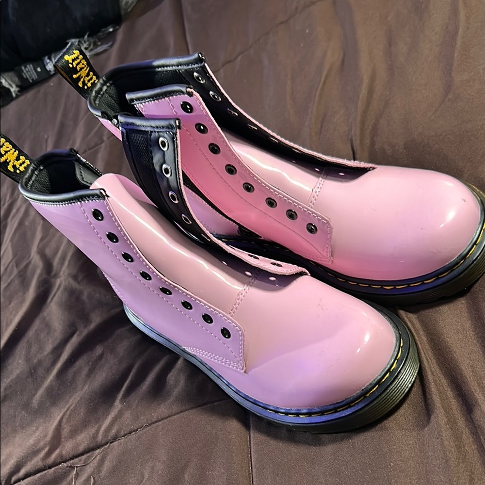 Dr. Martens Pink Combat Boots with Black Sole